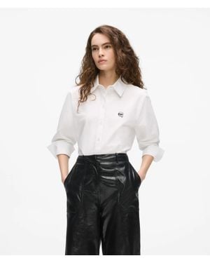 KARL LAGERFELD Ikon Buttoned Cotton Shirt - White