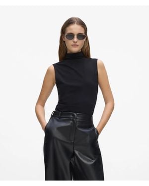 KARL LAGERFELD Mock-Neck Tank Top - Black