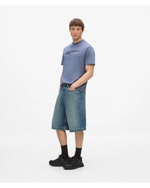 KL Jeans Baggy Washed Denim Shorts - Blue