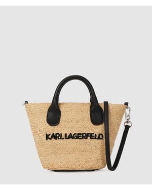 KARL LAGERFELD K/Essential Small Raffia Beach Bag - Natural