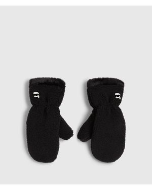 KARL LAGERFELD Ikon Faux-Shearling Mittens - Black