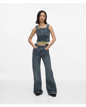 KL Jeans Belted High-Rise Flared Jeans - Blue