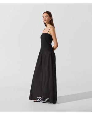 KARL LAGERFELD Signature Drop-Waist Maxi Dress - Black