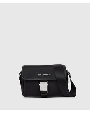 KARL LAGERFELD K/Nylon Buckle Messenger Bag - Black