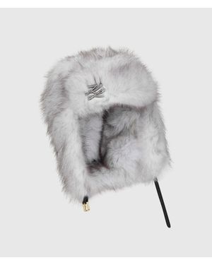 KARL LAGERFELD K/Studio Faux-Fur Trapper Hat - Gray