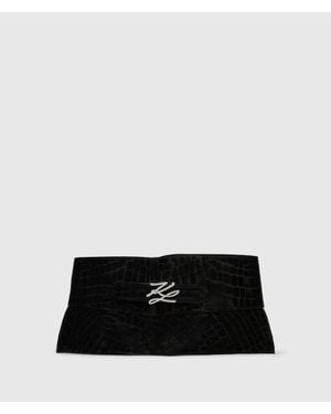 KARL LAGERFELD K/Autograph Croco Corset Belt - Black