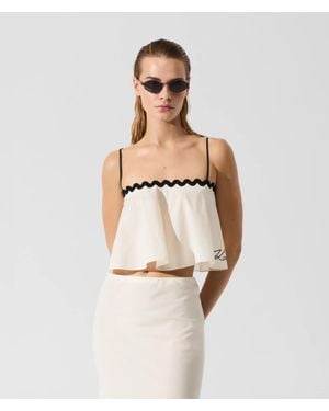 KARL LAGERFELD Scallop Beach Cropped Top - Natural