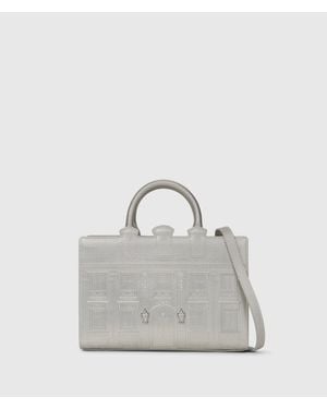 KARL LAGERFELD Rue St-Guillaume Metallic Satchel Bag - Gray
