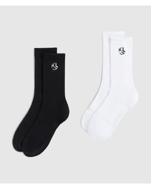 KL Jeans Monogram Mid-Length Socks – 2-Pack - White