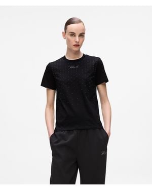 KARL LAGERFELD Rhinestone T-Shirt - Black