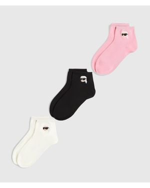KARL LAGERFELD Ikon Short Socks – 3-Pack - Pink