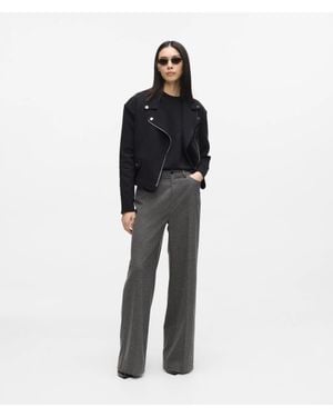 KARL LAGERFELD Wide-Leg Flannel Pants - Black