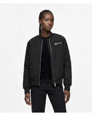 KL Jeans Reversible Faux-Fur Bomber Jacket - Black