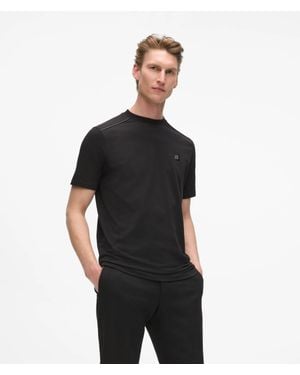 KARL LAGERFELD Faux-Leather Piping T-Shirt - Black