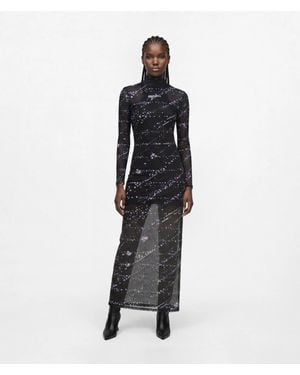 KL Jeans Mesh Constellation Print Maxi Dress - Black