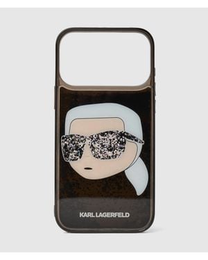 KARL LAGERFELD Ikon Karl Glitter Iphone 17 Pro Case - Black