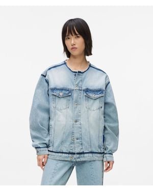 KL Jeans Collarless Denim Jacket - Blue