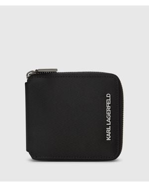 KARL LAGERFELD K/Nylon Logo Pin Wallet - Black