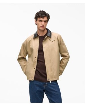 KARL LAGERFELD Faux-Leather Collar Lightweight Jacket - Blue