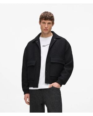 KL Jeans Wool‑Blend Bomber Jacket - Blue