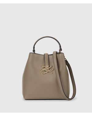 KARL LAGERFELD K/Autograph Drop Small Bucket Bag - Natural