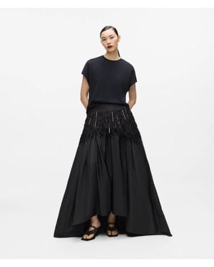 KARL LAGERFELD Kl Studio Fringe Detail Maxi Skirt - Black