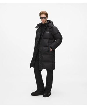 KARL LAGERFELD Long Hooded Puffer Jacket - Black