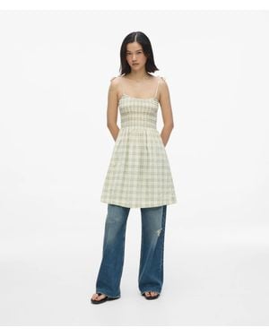 KL Jeans Checked Strappy Dress - Natural