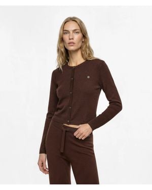 KARL LAGERFELD Autograph Cashmere Blend Loungewear Cardigan - Brown