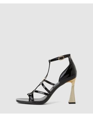 KARL LAGERFELD Debutante Strap Heeled Sandals - Black