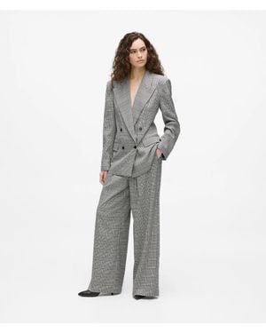 KARL LAGERFELD Wide-Leg Checked Pants - Gray