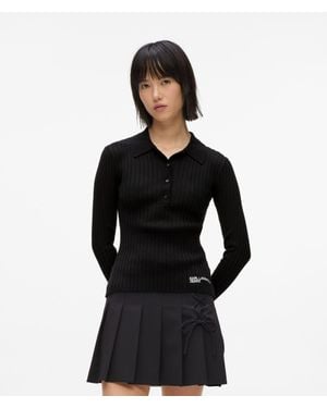 KL Jeans Long-Sleeved Knitted Polo Shirt - Black