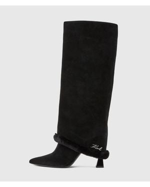 KARL LAGERFELD Debutante High Fold-Down Boots - Black