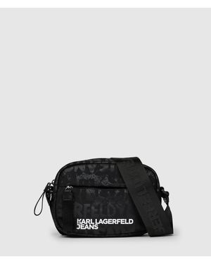KL Jeans Nylon Graphic Print Camera Bag - Black