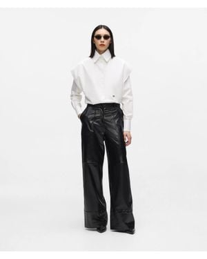 KARL LAGERFELD Wide-Leg Leather Pants - White