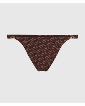 KARL LAGERFELD Autograph Cheeky Tanga Bikini Bottom - Brown