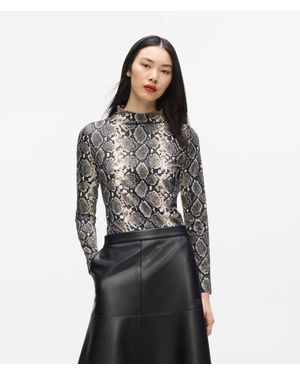 KARL LAGERFELD Mock Neck Long-Sleeved Top - Gray