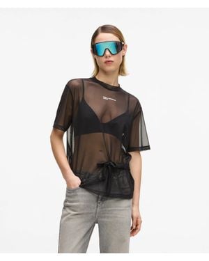 KL Jeans Mesh Tie Detail T-Shirt - Black