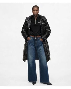 KL Jeans Long Shiny Puffer Jacket - Black