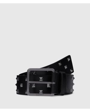 KL Jeans Studded Leather Belt - Black