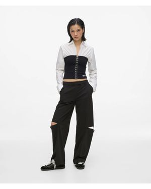 KL Jeans Buckle-Detail Tailored Pants - White