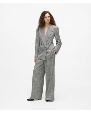 KARL LAGERFELD Wide-Leg Checked Pants - Gray