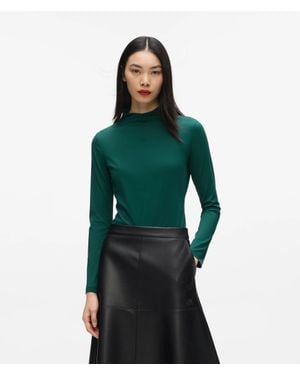 KARL LAGERFELD Mock Neck Long-Sleeved Top - Green