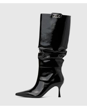 KARL LAGERFELD Klarice Slouch High Boots - Black