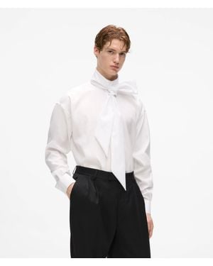 KARL LAGERFELD Kl Studio Tie-Neck Shirt - White