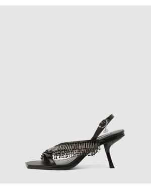 KARL LAGERFELD Karmel Fringe Heeled Slingbacks - Black