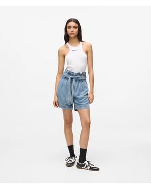 KL Jeans High-Rise Belted Denim Shorts - Blue