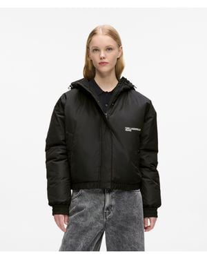 KL Jeans Lightly Padded Hooded Jacket - Black