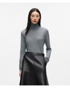KARL LAGERFELD Wool Turtleneck Sweater - Gray