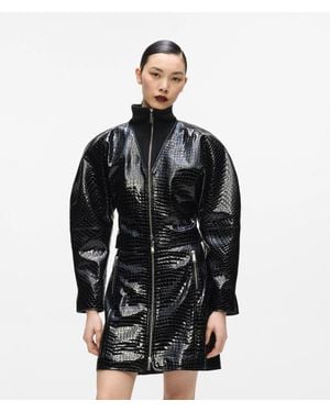 KARL LAGERFELD Kl Studio Croco Leather Jacket - Black